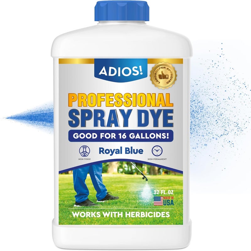 ADIOS! Professional Blue Spray Dye Marker, (32oz), Indicator for Grass and Lawn Care, Safe for Mixing - Image 1